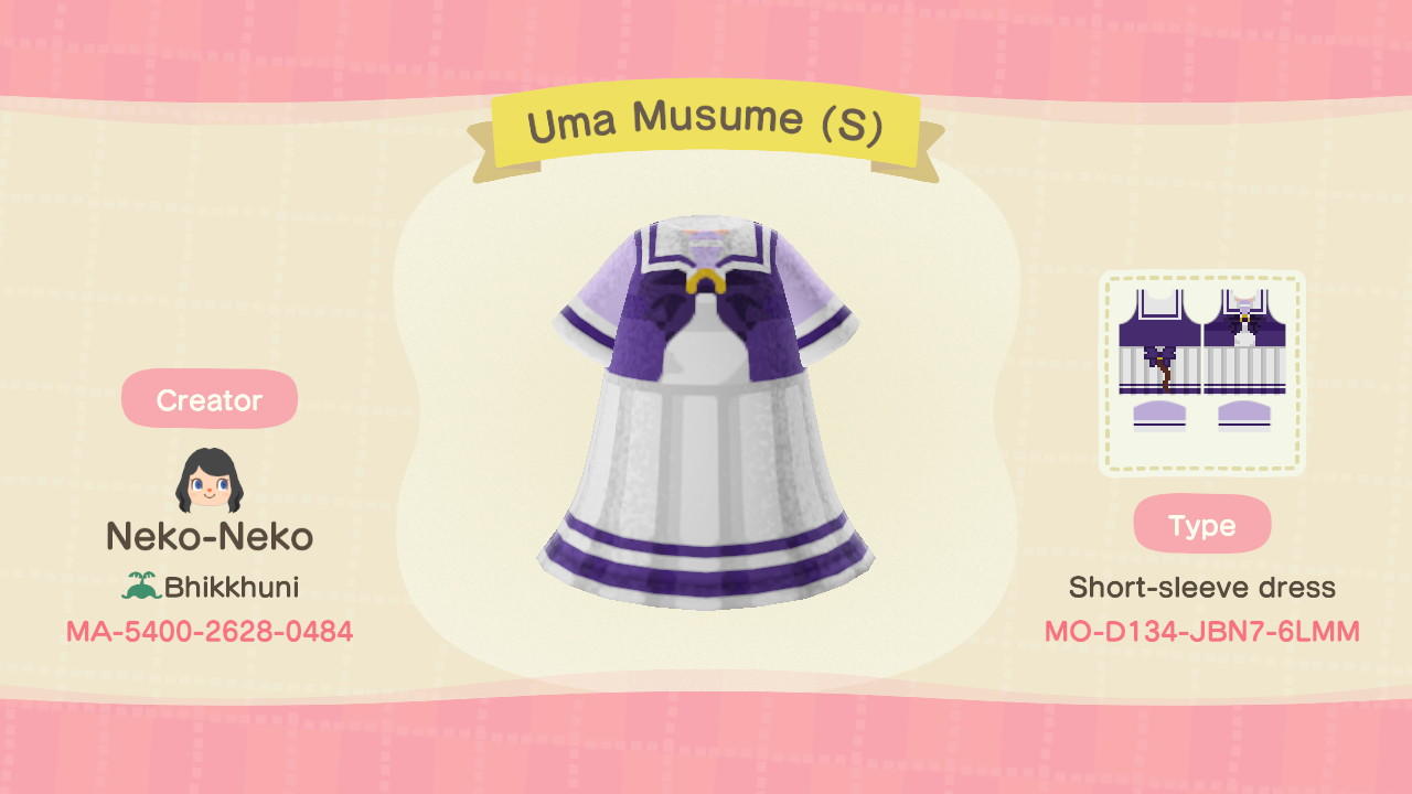 Animal Crossing Design Code: MO-D134-JBN7-6LMM Uma Musume (S)