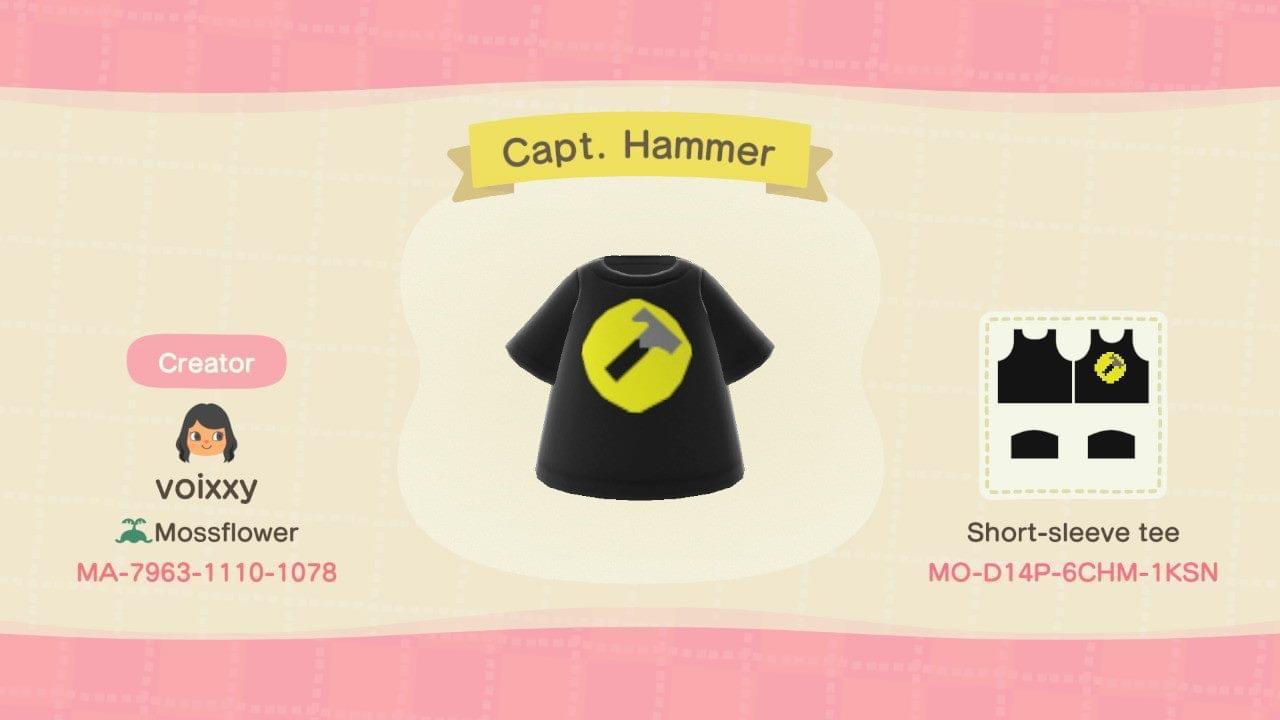 Animal Crossing Design Code: MO-D14P-6CHM-1KSN Captain Hammer