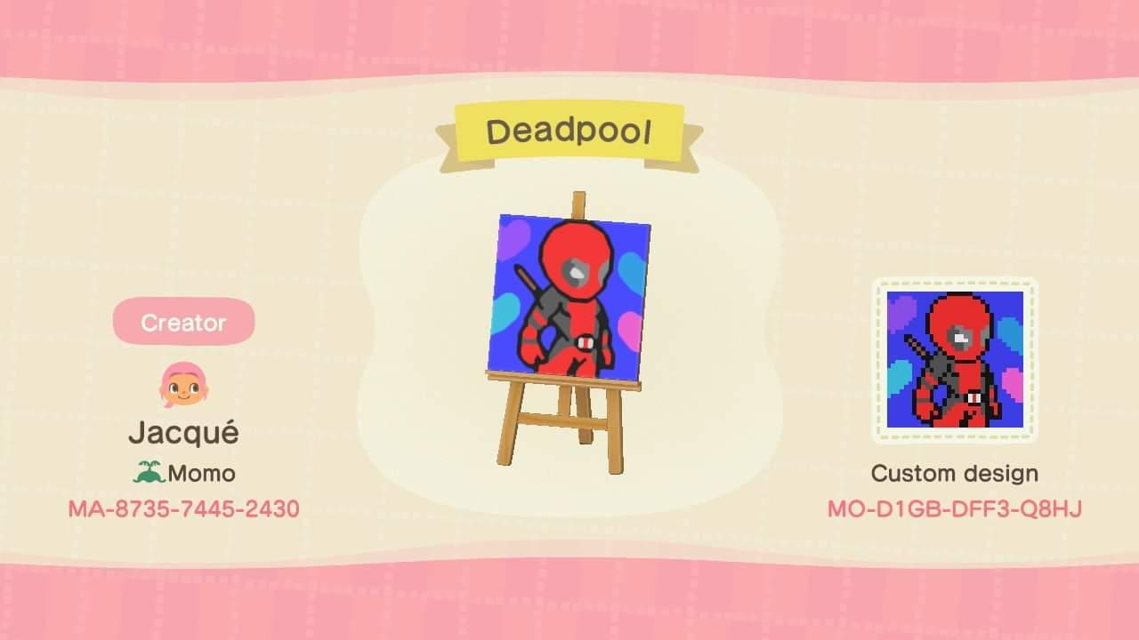 Animal Crossing Design Code: MO-D1GB-DFF3-Q8HJ Deadpool