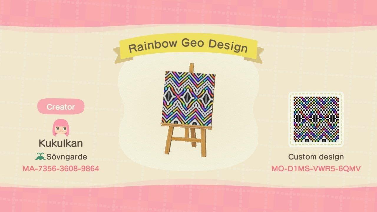 Animal Crossing Design Code: MO-D1MS-VWR5-6QMV Rainbow Geo Design