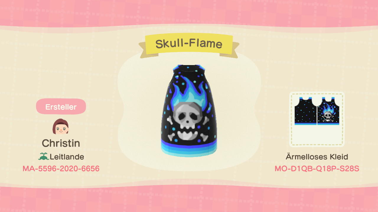 Animal Crossing Design Code: MO-D1QB-Q18P-S28S Skull-Flame