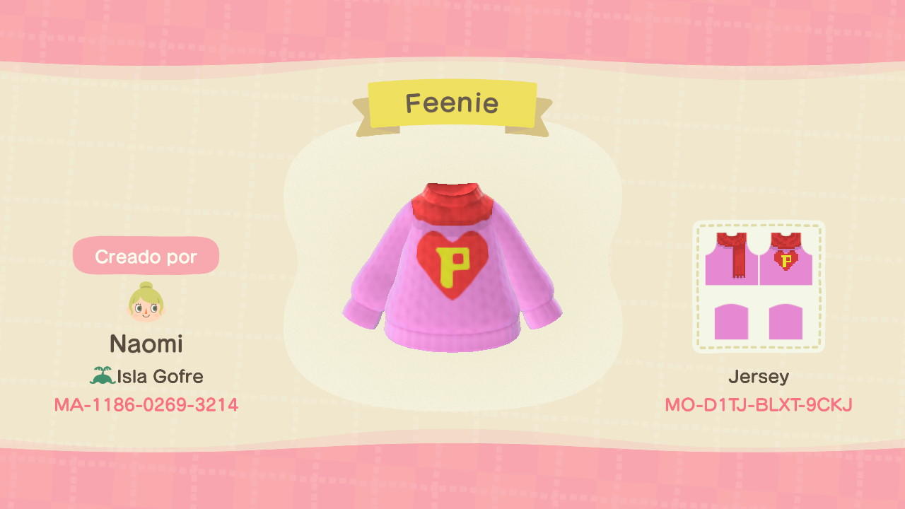 Animal Crossing Design Code: MO-D1TJ-BLXT-9CKJ Feenie