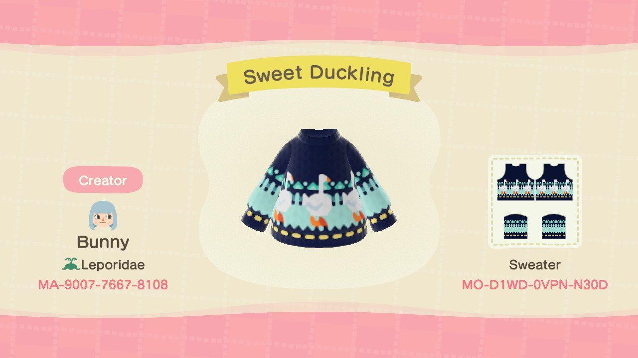 Animal Crossing Design Code: MO-D1WD-0VPN-N30D Sweet Duckling