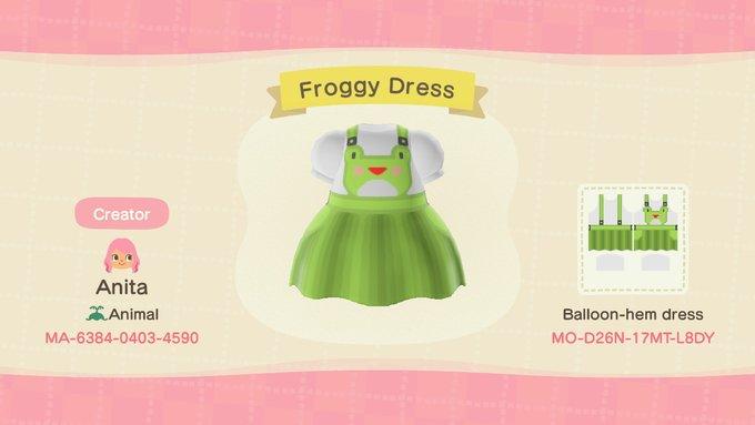 Animal Crossing Design Code: MO-D26N-17MT-L8DY Froggy Dress