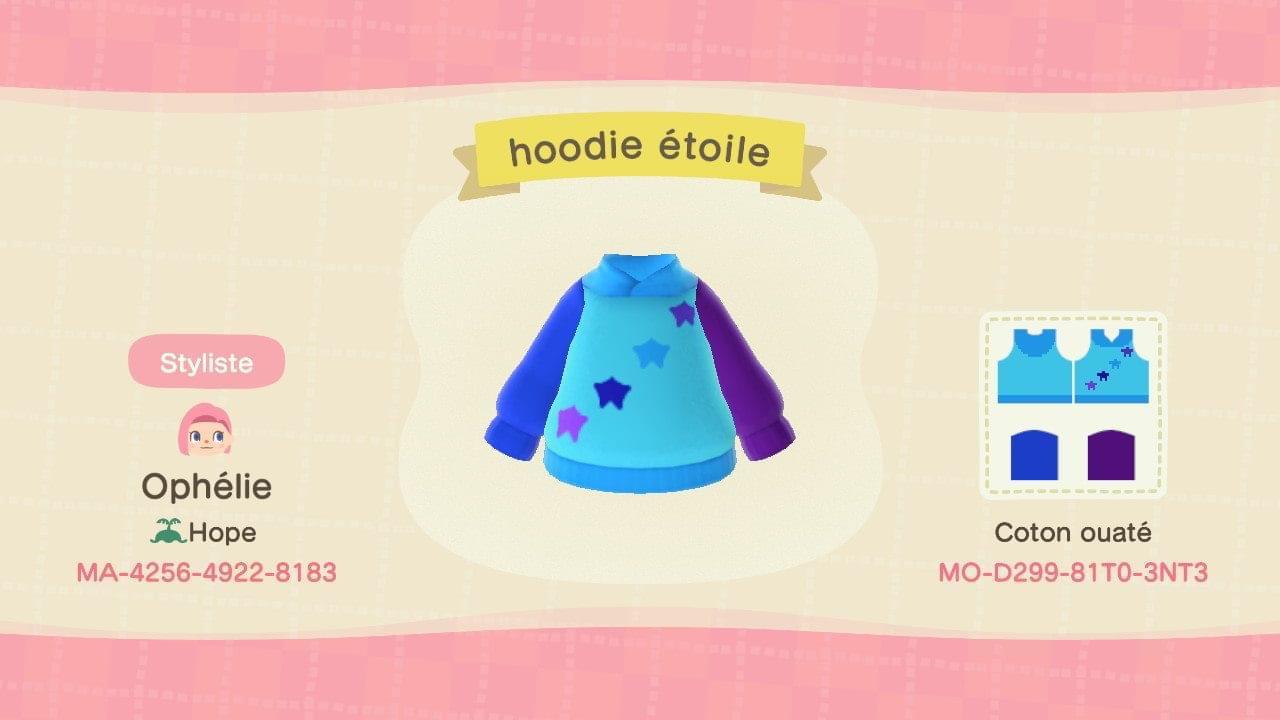 Animal Crossing Design Code: MO-D299-81T0-3NT3 Hoodie étoile