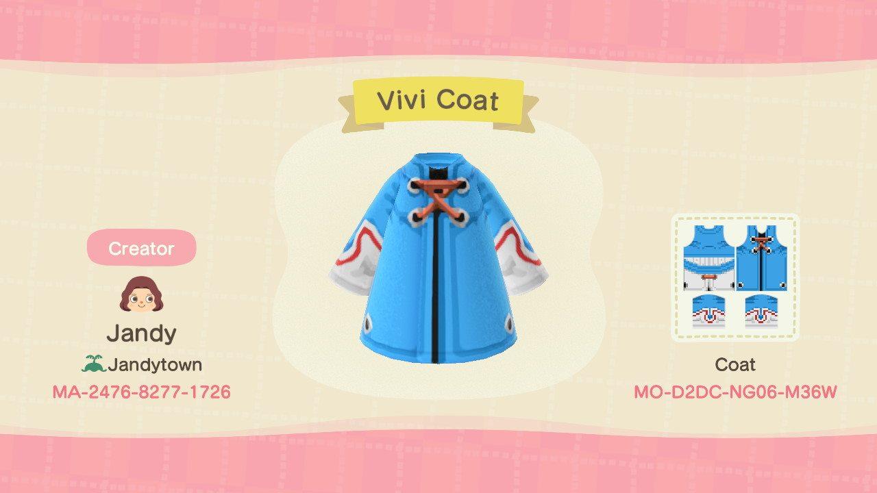 Animal Crossing Design Code: MO-D2DC-NG06-M36W Vivi's Coat