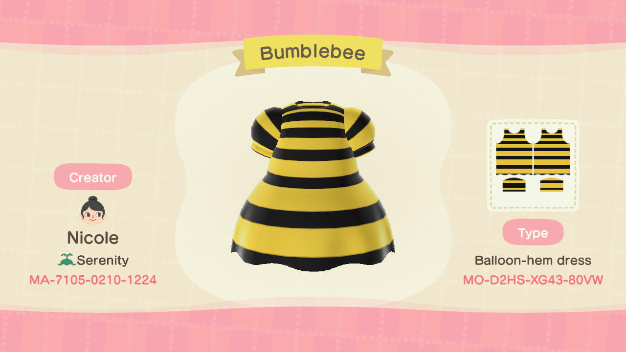 Animal Crossing Design Code: MO-D2HS-XG43-80VW Bumblebee