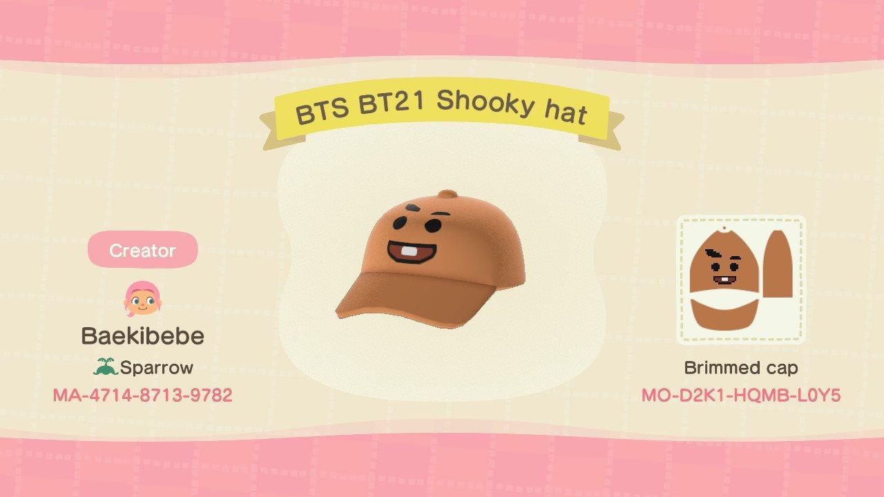 Animal Crossing Design Code: MO-D2K1-HQMB-L0Y5 BTS BT21 Shooky hat