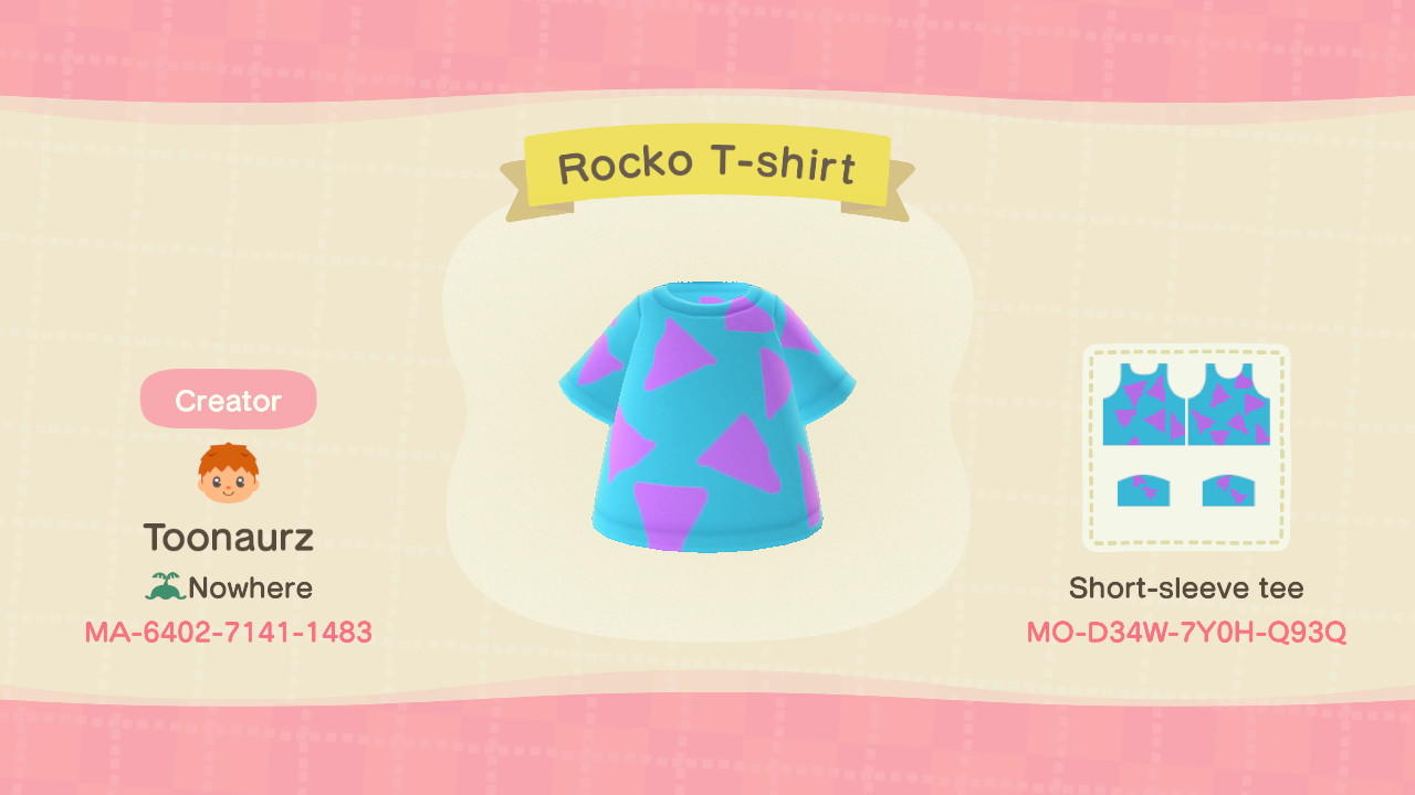 Animal Crossing Design Code: MO-D34W-7Y0H-Q93Q Rocko T-shirt