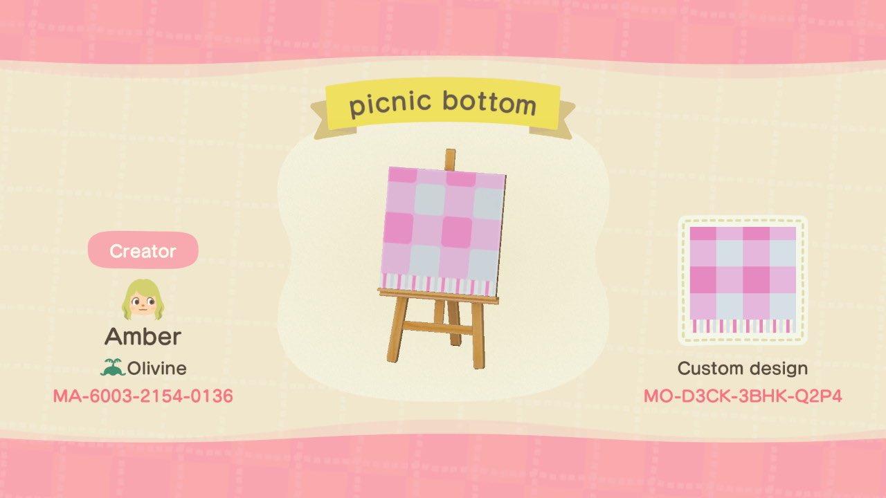 Animal Crossing Design Code: MO-D3CK-3BHK-Q2P4 Picnic Bottom