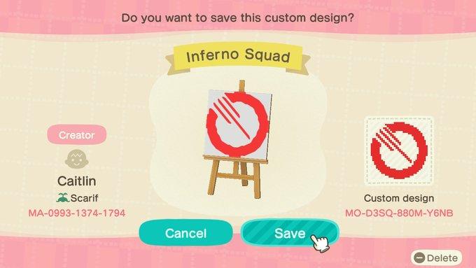 Animal Crossing Design Code: MO-D3SQ-880M-Y6NB Inferno Squad