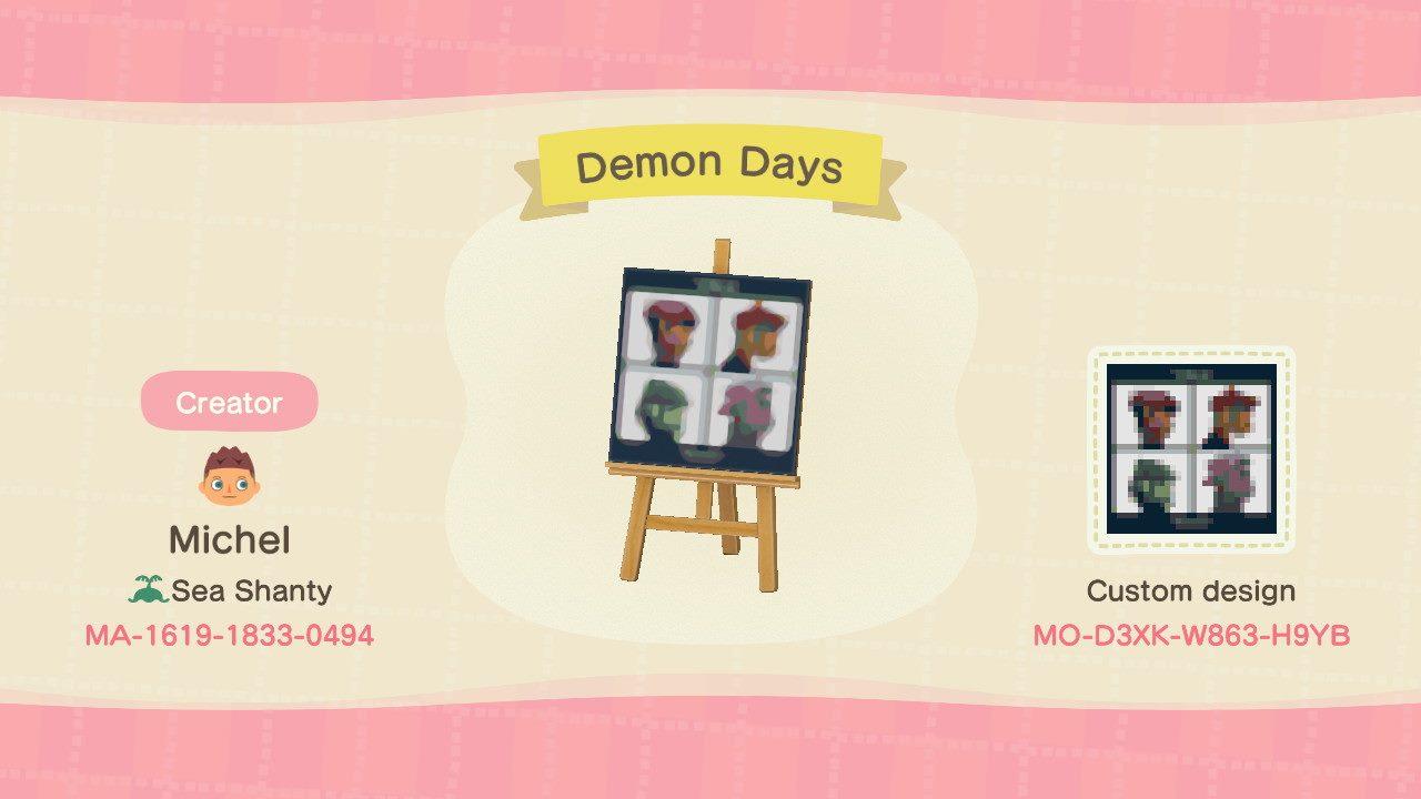Animal Crossing Design Code: MO-D3XK-W863-H9YB Demon Days