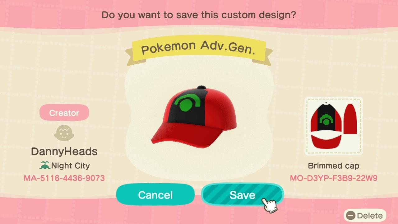 Animal Crossing Design Code: MO-D3YP-F3B9-22W9 Pokemon Adv.Gen.