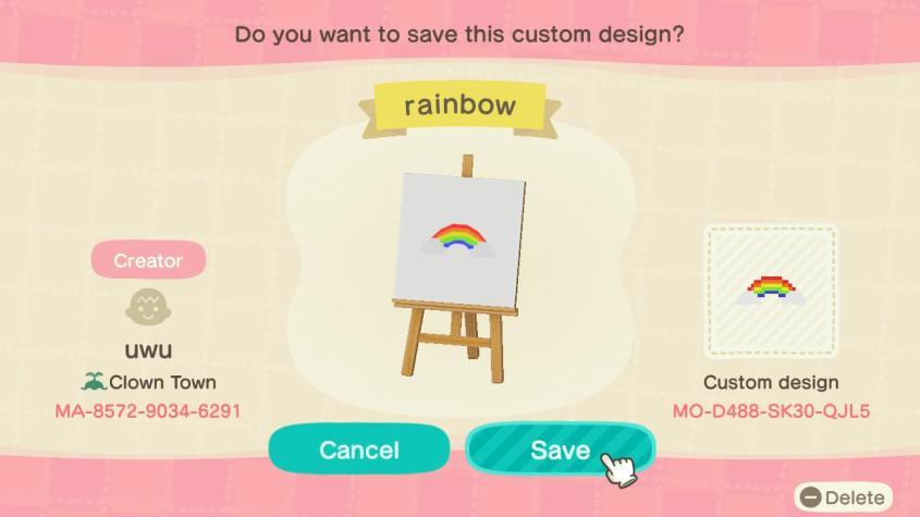 Animal Crossing Design Code: MO-D488-SK30-QJL5 rainbow