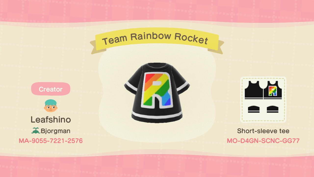 Animal Crossing Design Code: MO-D4GN-SCNC-GG77 Team Rainbow Rocket