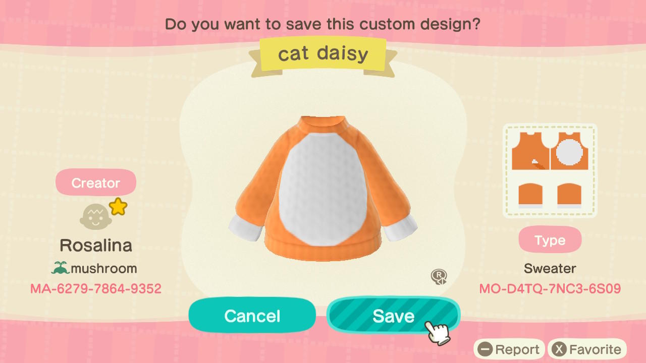 Animal Crossing Design Code: MO-D4TQ-7NC3-6S09 Cat Daisy