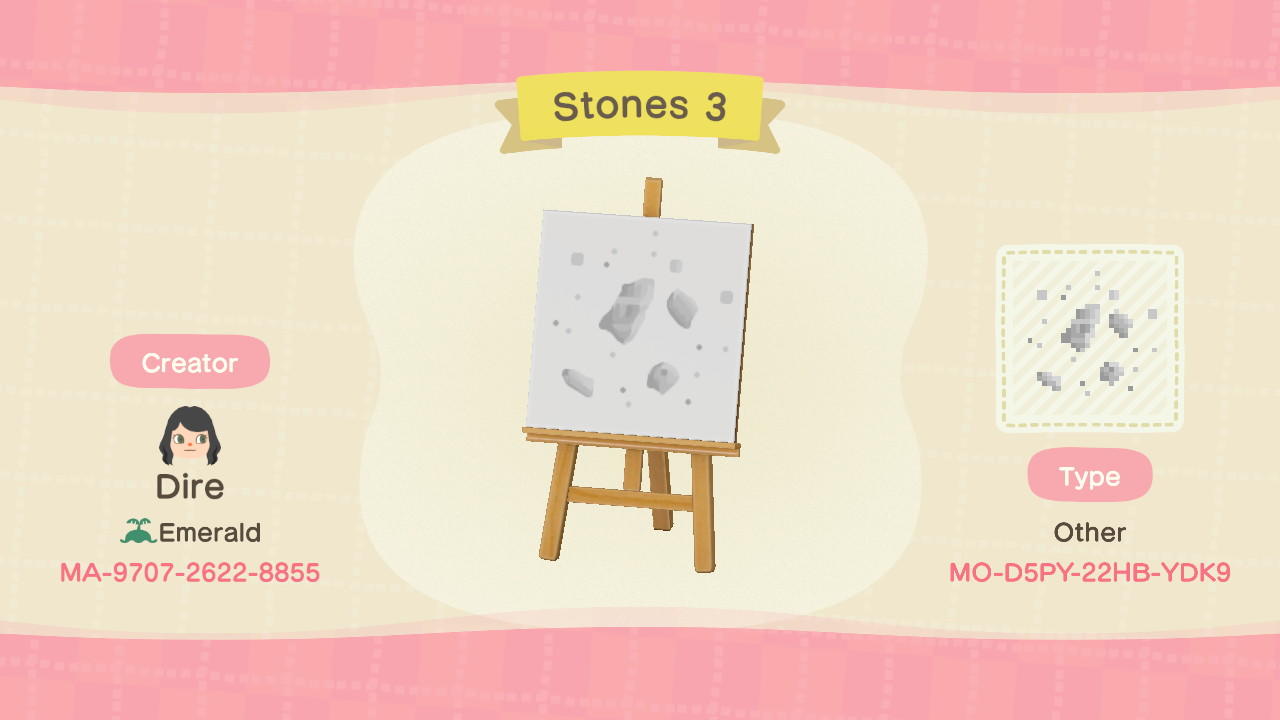 Animal Crossing Design Code: MO-D5PY-22HB-YDK9 Stones 3