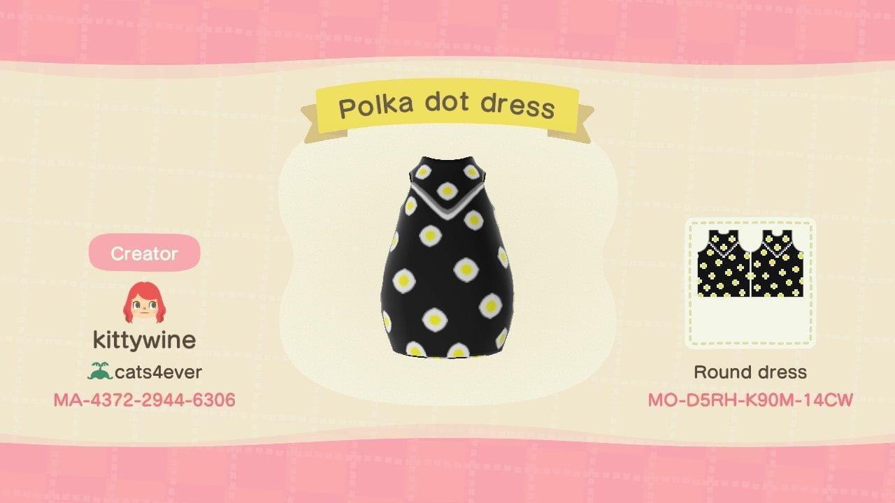 Animal Crossing Design Code: MO-D5RH-K90M-14CW Polka dot dress