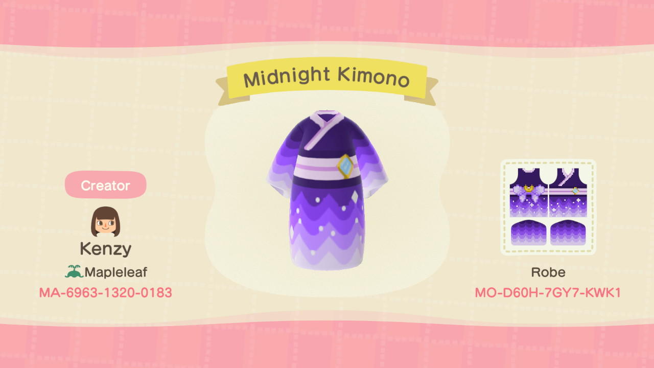 Animal Crossing Design Code: MO-D60H-7GY7-KWK1 Midnight Kimono