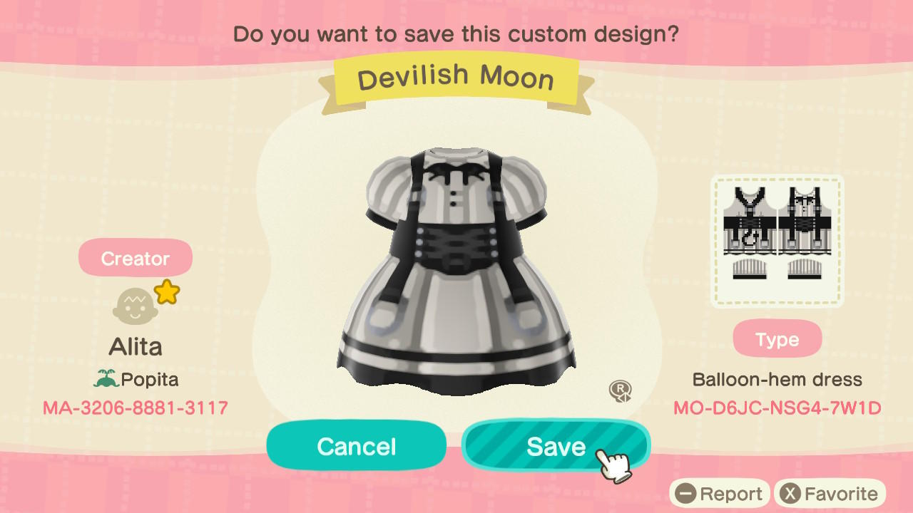 Animal Crossing Design Code: MO-D6JC-NSG4-7W1D Devilish Moon