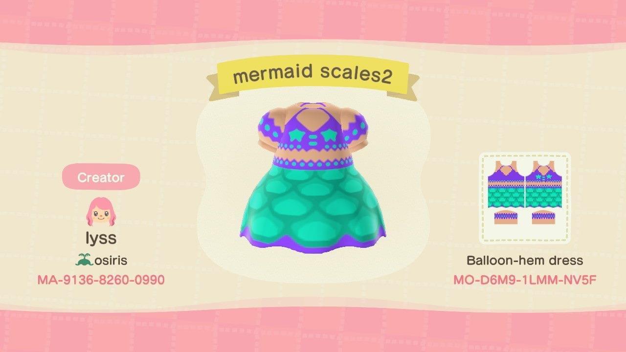Animal Crossing Design Code: MO-D6M9-1LMM-NV5F Mermaid Scale Dress
