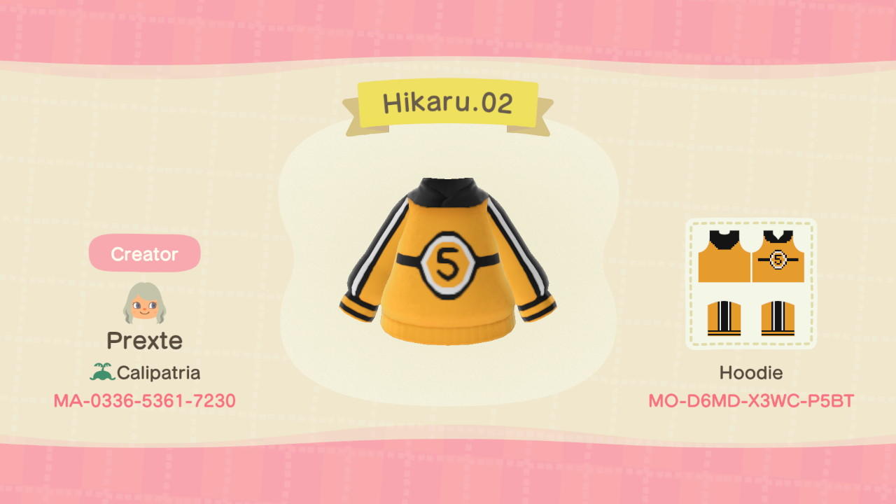 Animal Crossing Design Code: MO-D6MD-X3WC-P5BT Hikaru no Go Hoodie