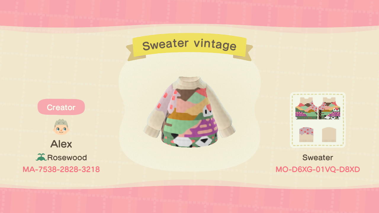 Animal Crossing Design Code: MO-D6XG-01VQ-D8XD Sweater Vintage