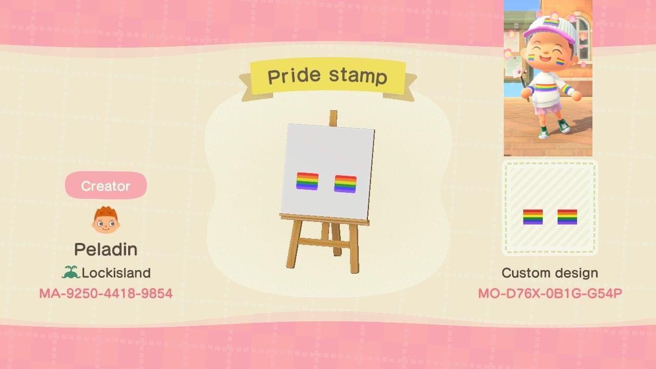 Animal Crossing Design Code: MO-D76X-0B1G-G54P Pride stamp