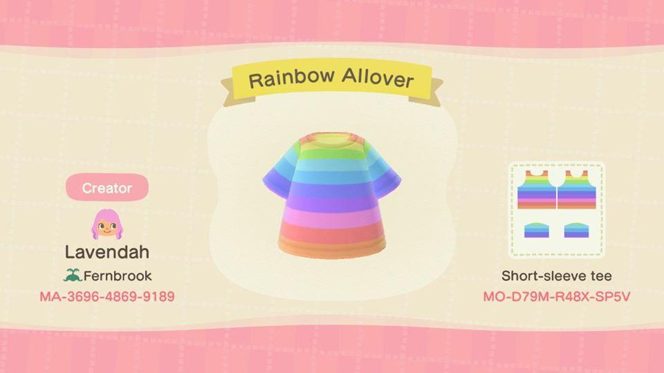 Animal Crossing Design Code: MO-D79M-R48X-SP5V Rainbow Allover