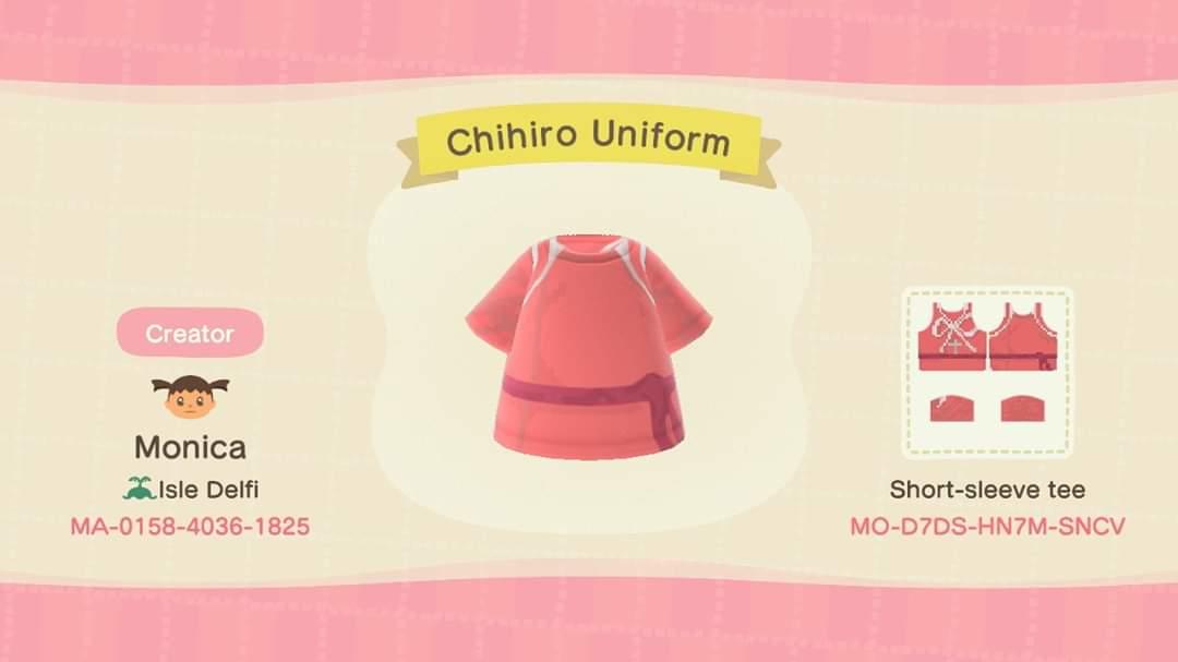Animal Crossing Design Code: MO-D7DS-HN7M-SNCV Chihiro Uniform