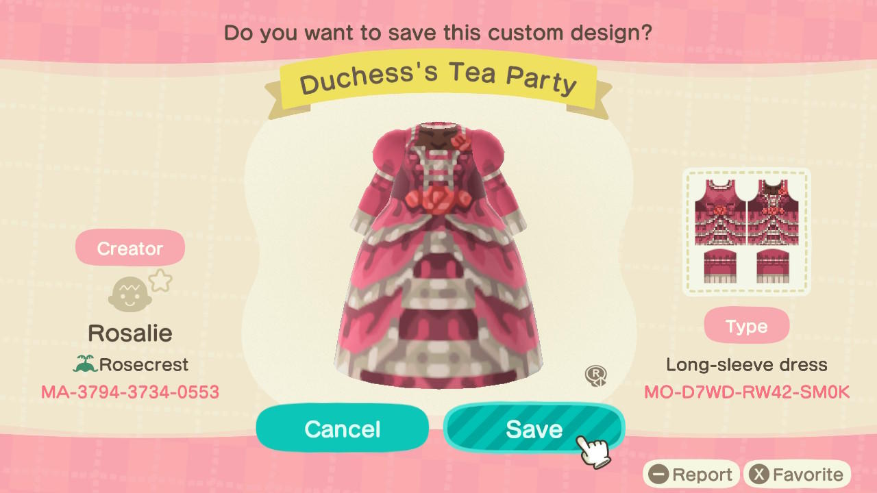 Animal Crossing Design Code: MO-D7WD-RW42-SM0K Duchess’ Tea Party