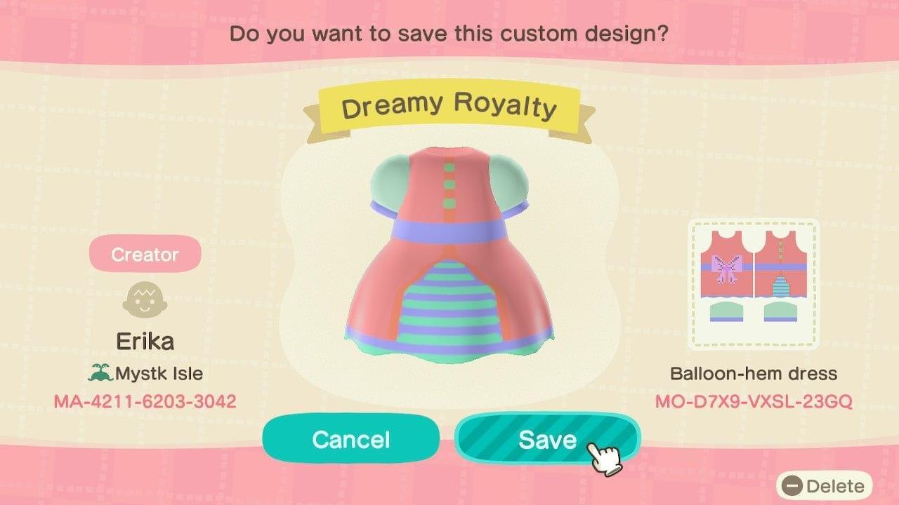 Animal Crossing Design Code: MO-D7X9-VXSL-23GQ Dreamy Royalty