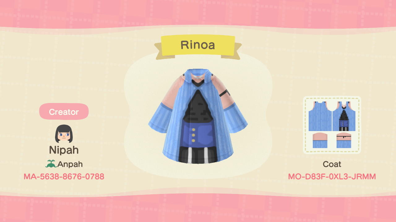 Animal Crossing Design Code: MO-D83F-0XL3-JRMM Rinoa