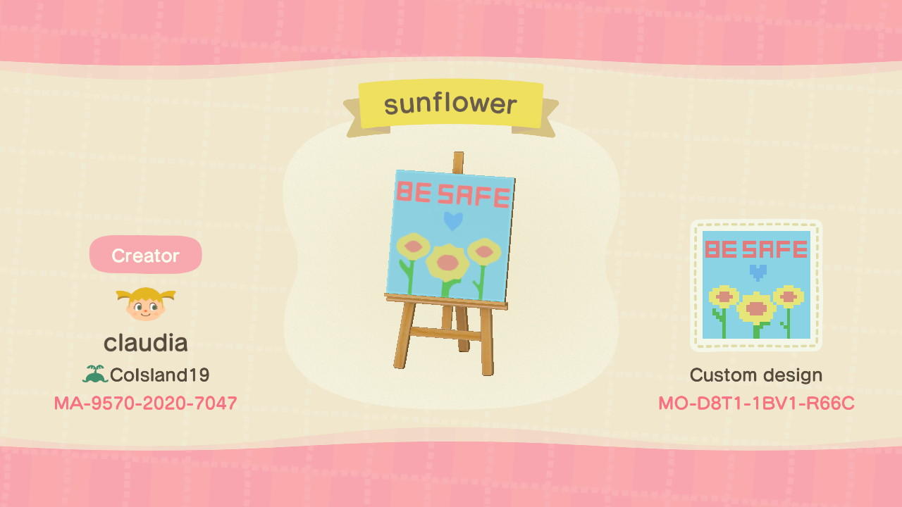 Animal Crossing Design Code: MO-D8T1-1BV1-R66C sunflower