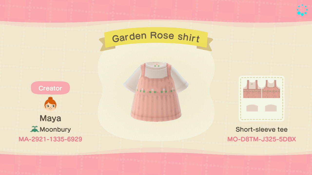 Animal Crossing Design Code: MO-D8TM-J325-5DBX Garden Rose shirt