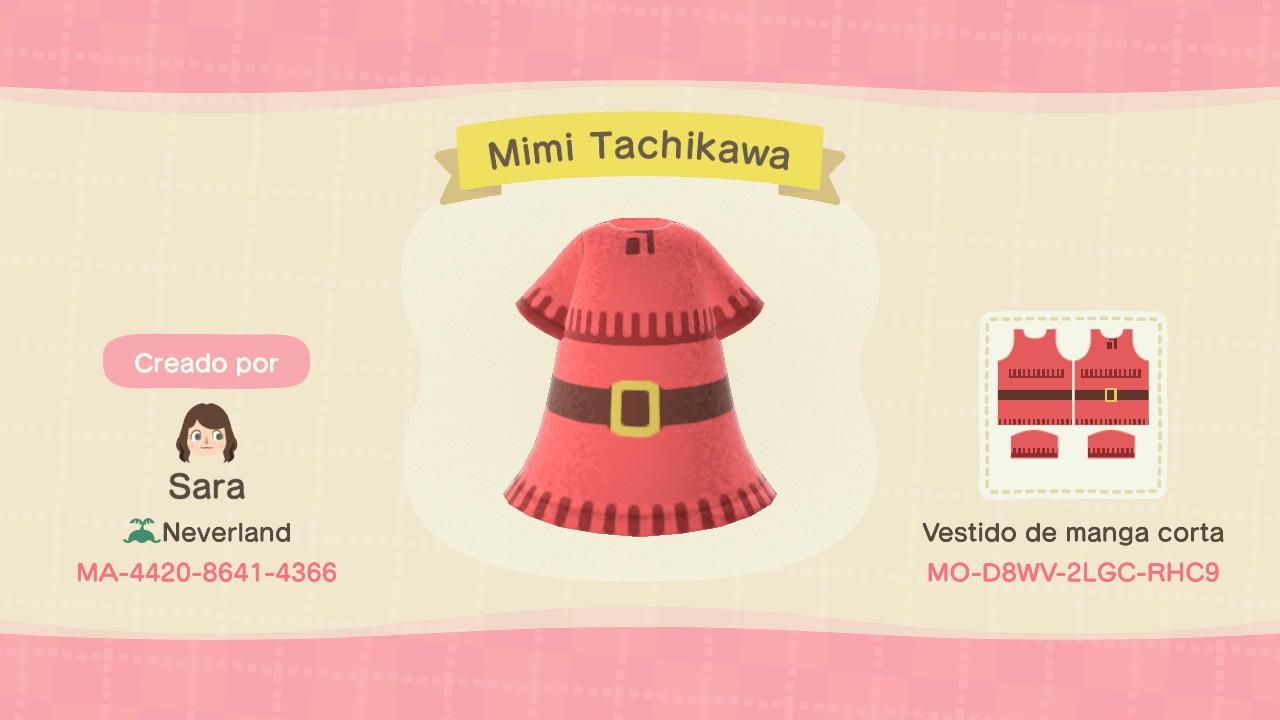 Animal Crossing Design Code: MO-D8WV-2LGC-RHC9 Mimi Tachikawa