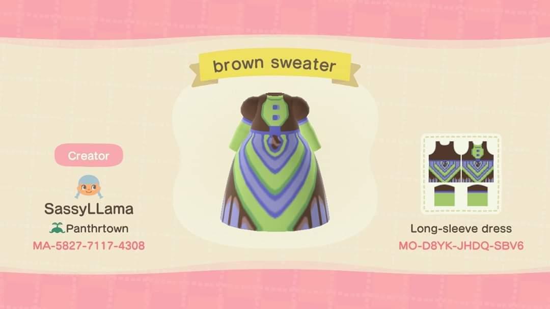 Animal Crossing Design Code: MO-D8YK-JHDQ-SBV6 Brown sweatet