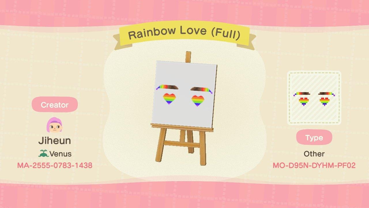 Animal Crossing Design Code: MO-D95N-DYHM-PF02 Rainbow Love (Full)