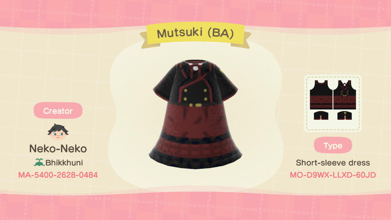 Animal Crossing Design Code: MO-D9WX-LLXD-60JD Mutsuki (BA)