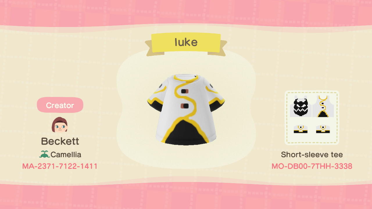 Animal Crossing Design Code: MO-DB00-7THH-3338 luke