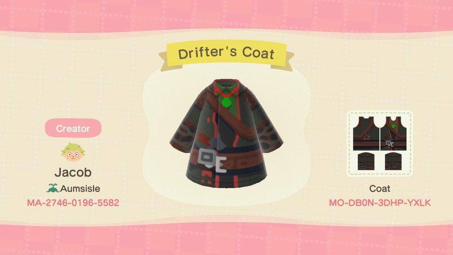 Animal Crossing Design Code: MO-DB0N-3DHP-YXLK Drifter&#39;s Coat
