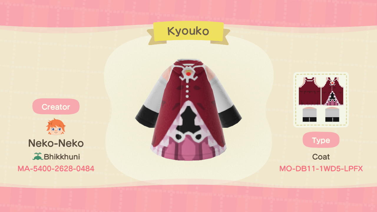 Animal Crossing Design Code: MO-DB11-1WD5-LPFX Kyoko Sakura