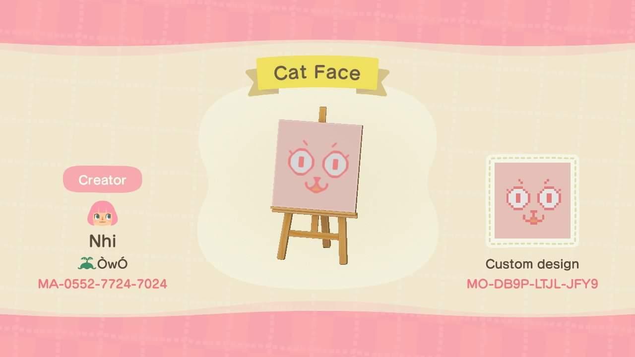 Animal Crossing Design Code: MO-DB9P-LTJL-JFY9 Cat Face