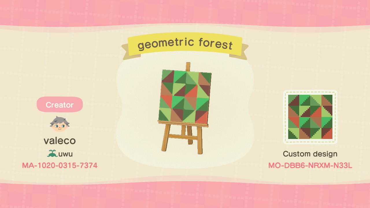 Animal Crossing Design Code: MO-DBB6-NRXM-N33L Geometric forest