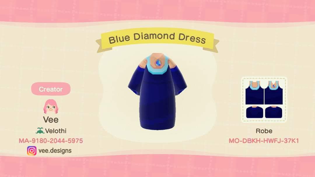 Animal Crossing Design Code: MO-DBKH-HWFJ-37K1 Blue Diamond Dress