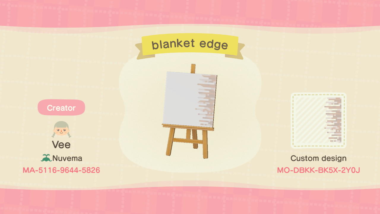 Animal Crossing Design Code: MO-DBKK-BK5X-2Y0J blanket edge