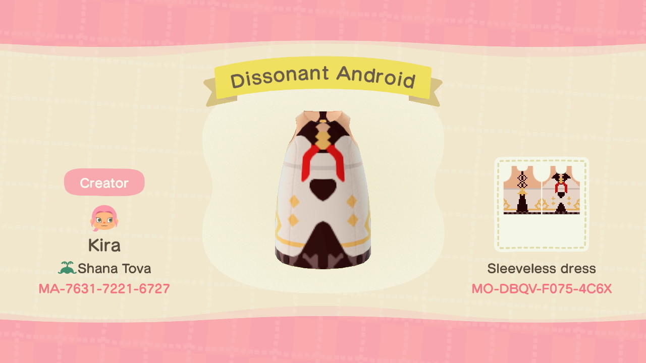 Animal Crossing Design Code: MO-DBQV-F075-4C6X Dissonant Android