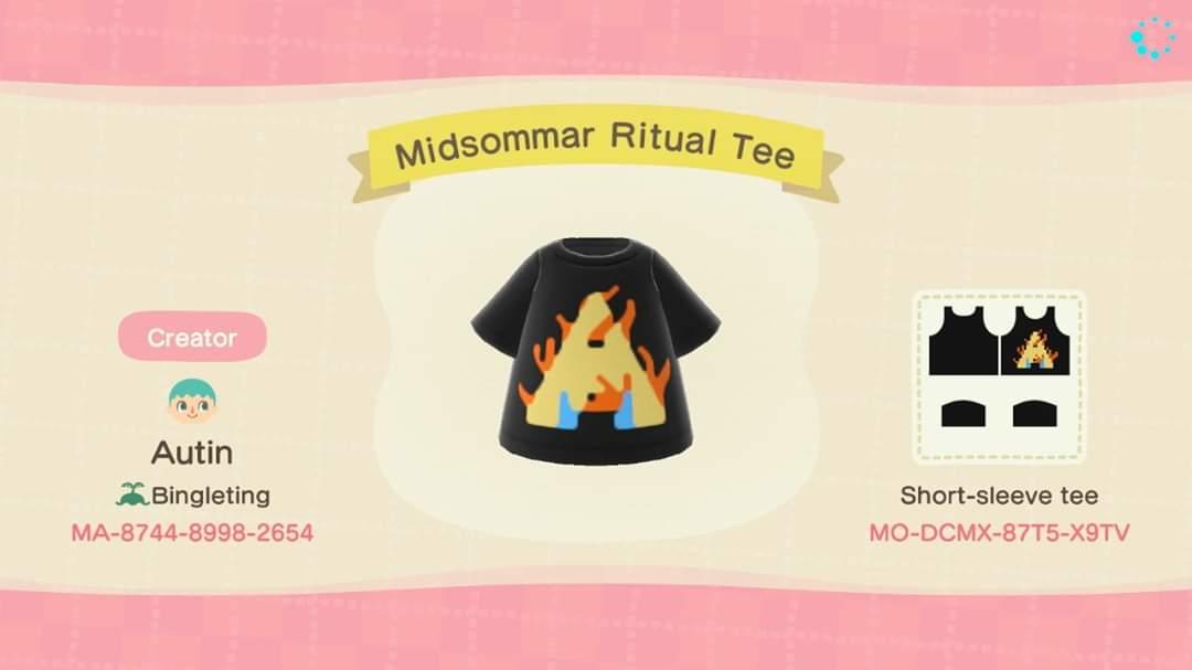 Animal Crossing Design Code: MO-DCMX-87T5-X9TV Midsommar Ritual Tee