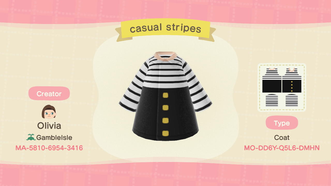 Animal Crossing Design Code: MO-DD6Y-Q5L6-DMHN Causal Stripes