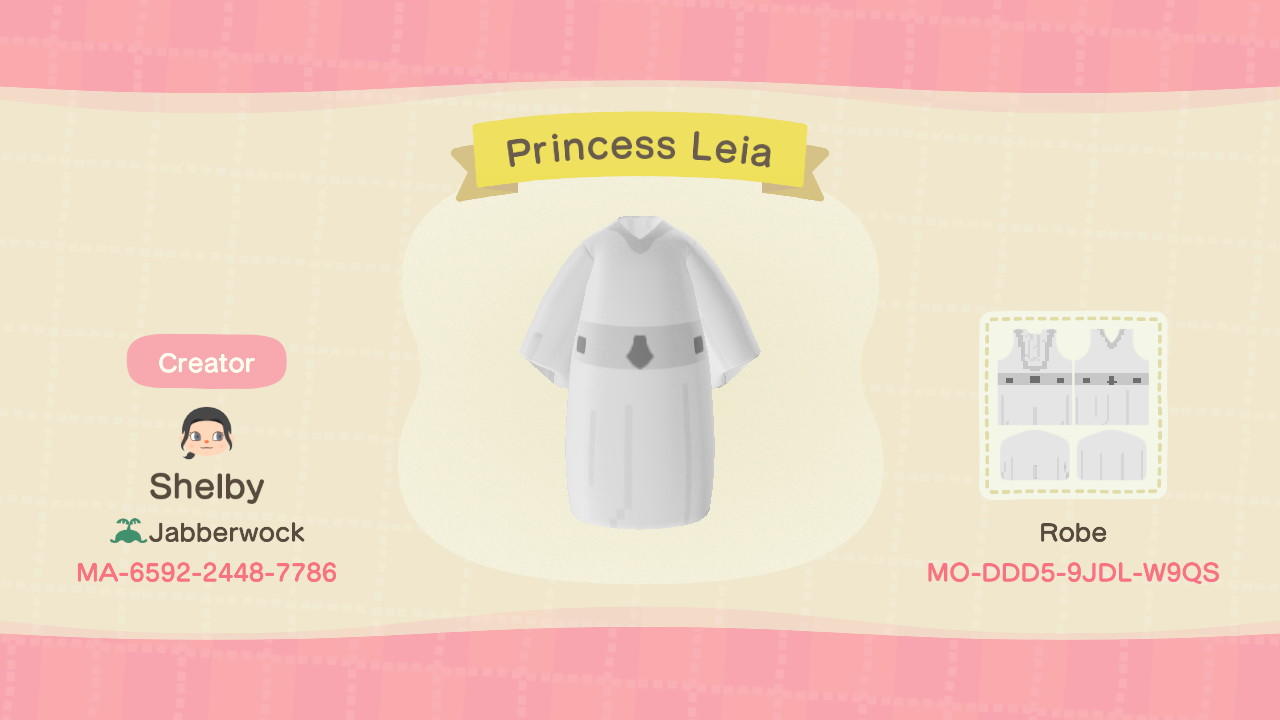 Animal Crossing Design Code: MO-DDD5-9JDL-W9QS Princess Leia